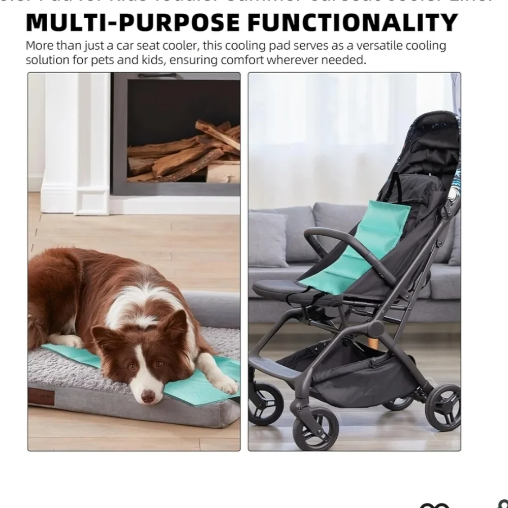 Cooling Car Seat / stroller Liner with Reusable Ice Packs - Teal NWT